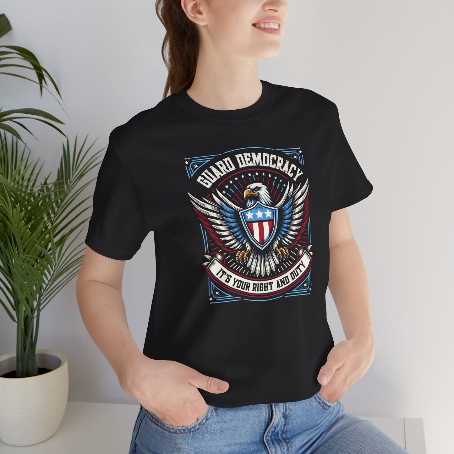Guard Democracy Unisex T-Shirt - Patriotic Eagle & Shield Design, Civic Duty Tee, Inauguration Day Statement, Gift for Democracy Advocates