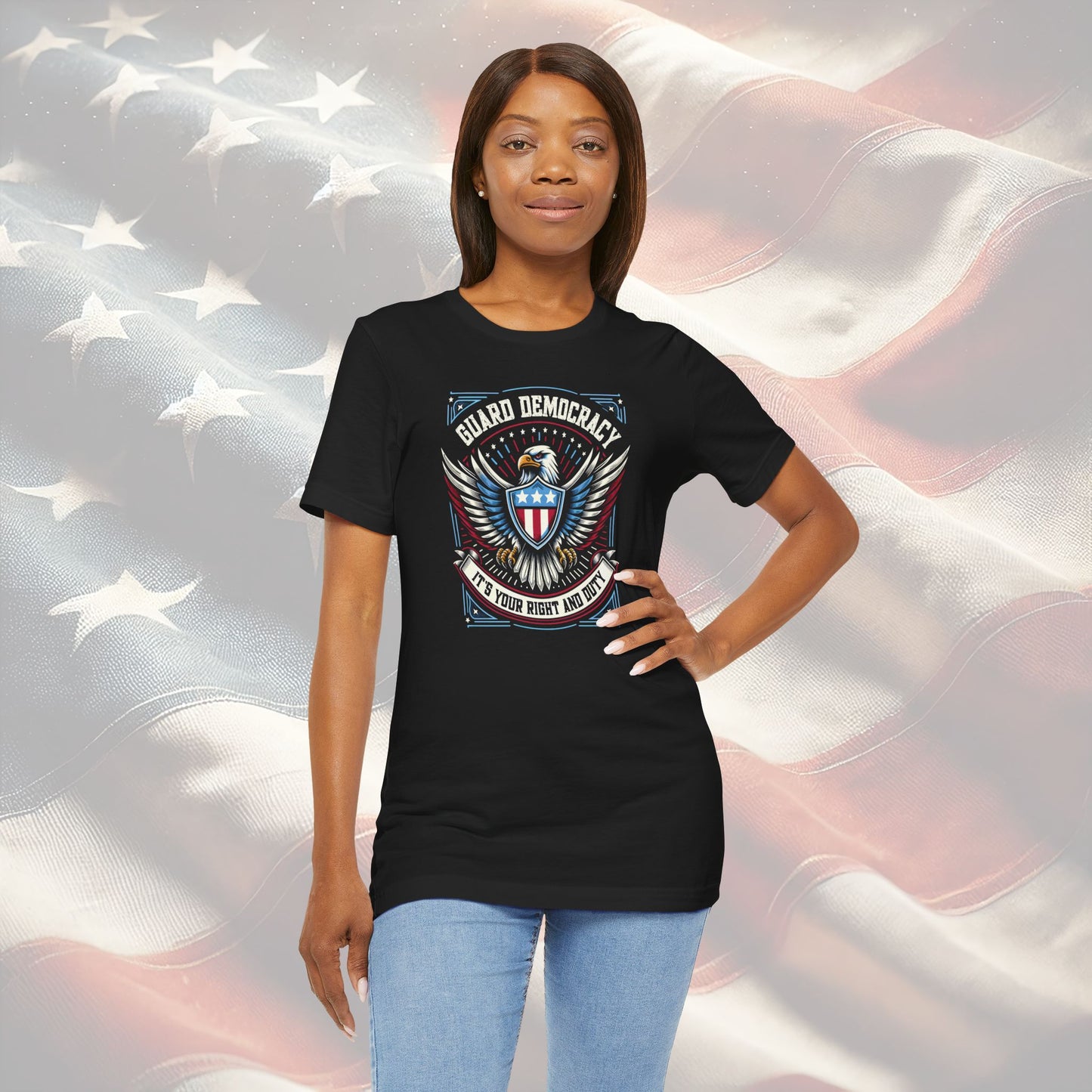 Guard Democracy Unisex T-Shirt - Patriotic Eagle & Shield Design, Civic Duty Tee, Inauguration Day Statement, Gift for Democracy Advocates
