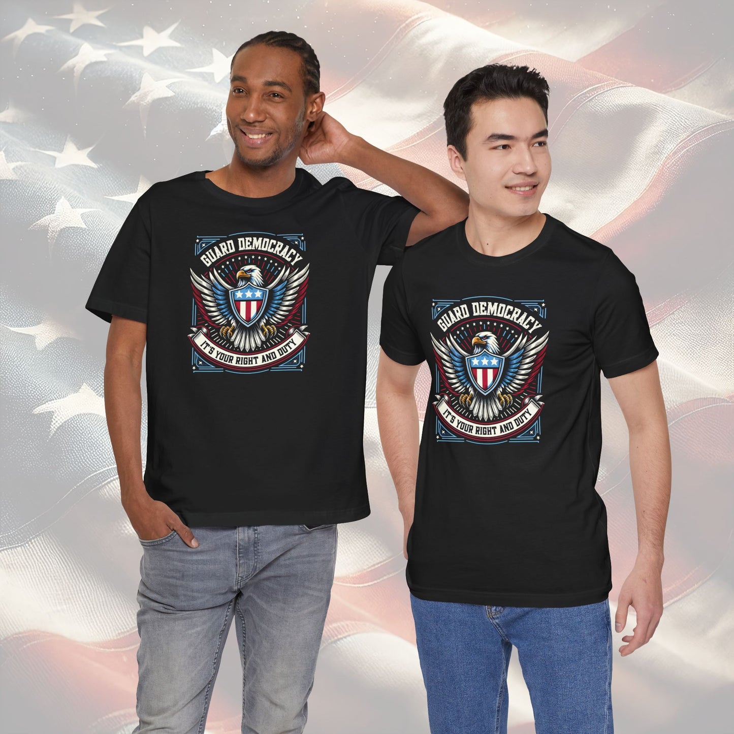Guard Democracy Unisex T-Shirt - Patriotic Eagle & Shield Design, Civic Duty Tee, Inauguration Day Statement, Gift for Democracy Advocates