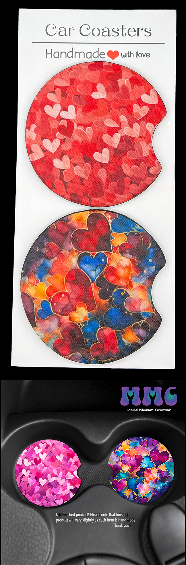 Hearts Car Cup Coasters [Pair]