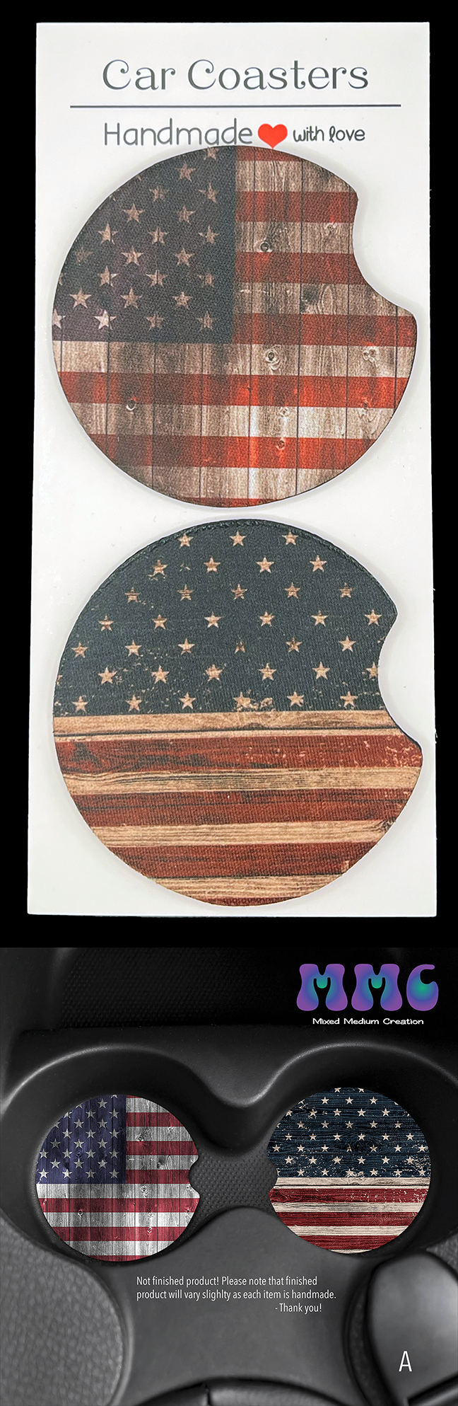 US Flag Car Cup Coasters [Pair]