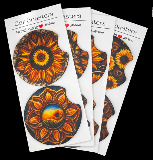Sunflower Car Cup Coasters [Pair]