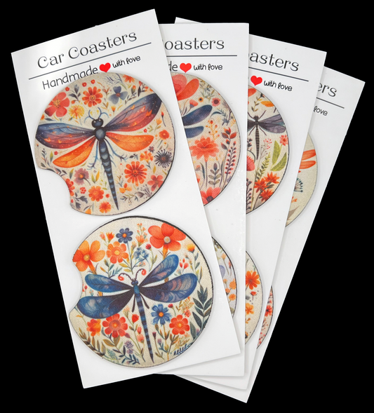 Dragonfly Car Cup Coasters [Pair]