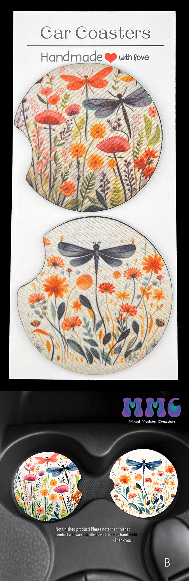 Dragonfly Car Cup Coasters [Pair]