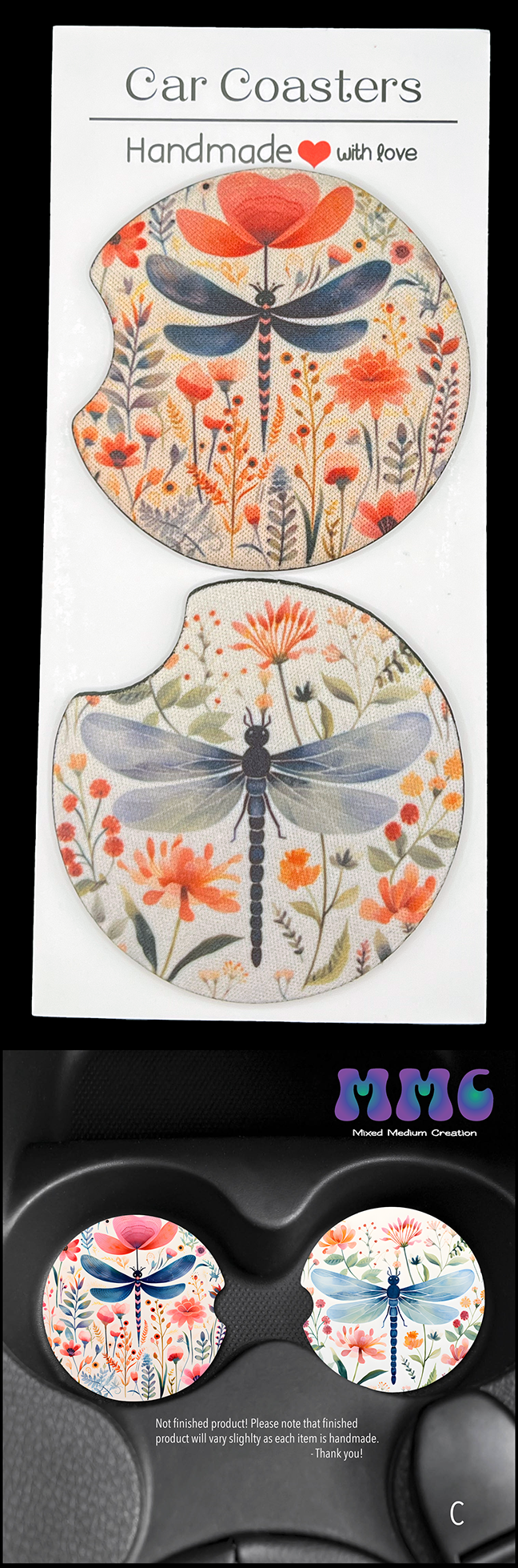 Dragonfly Car Cup Coasters [Pair]