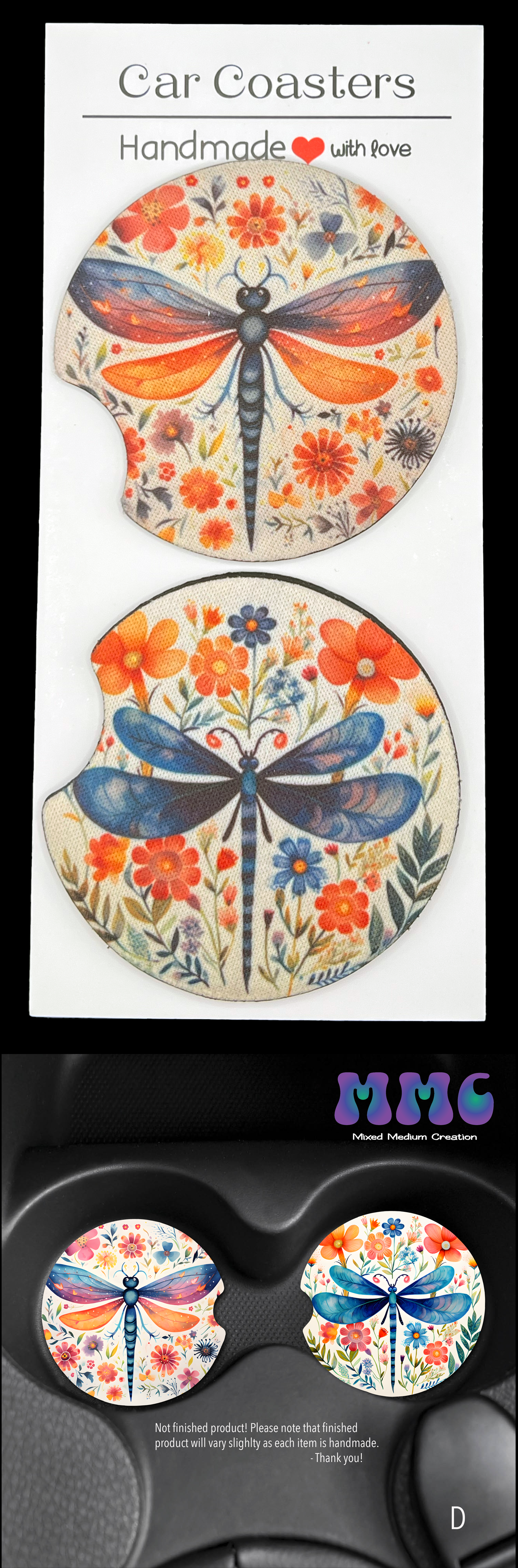 Dragonfly Car Cup Coasters [Pair]