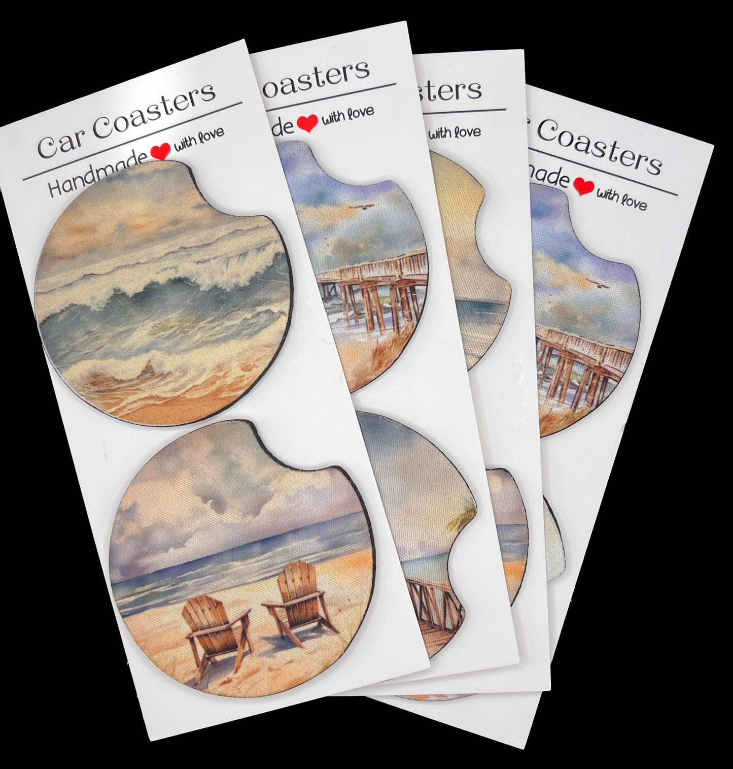 Beach Day Car Cup Coasters [Pair]