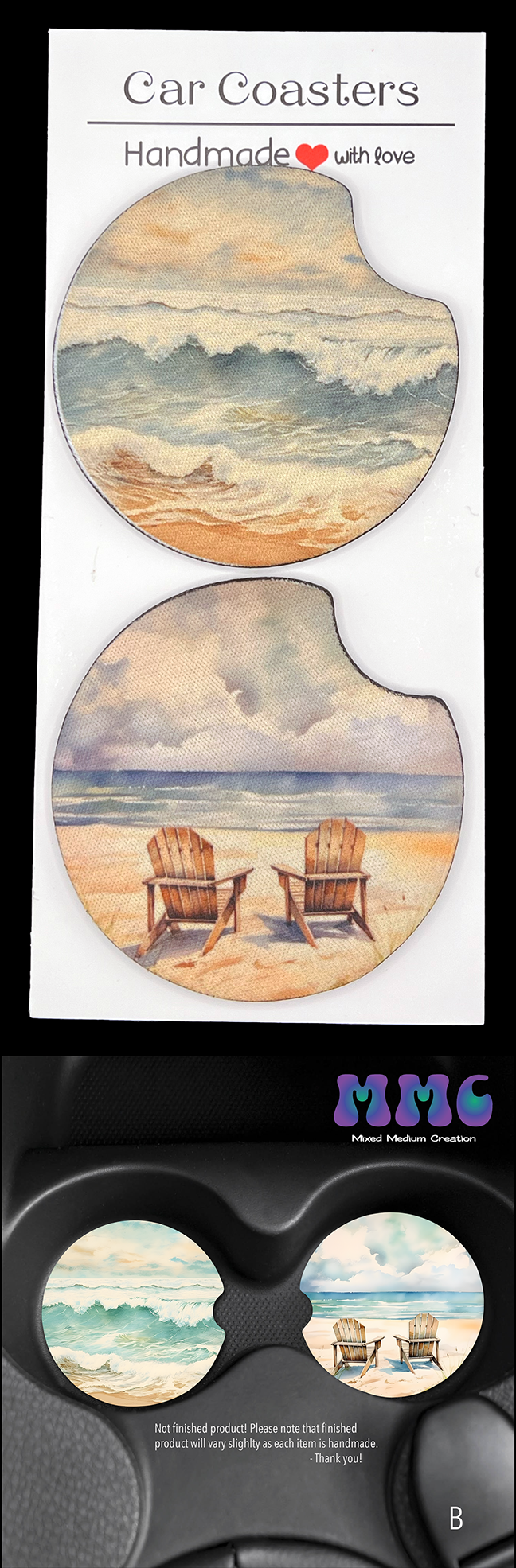 Beach Day Car Cup Coasters [Pair]