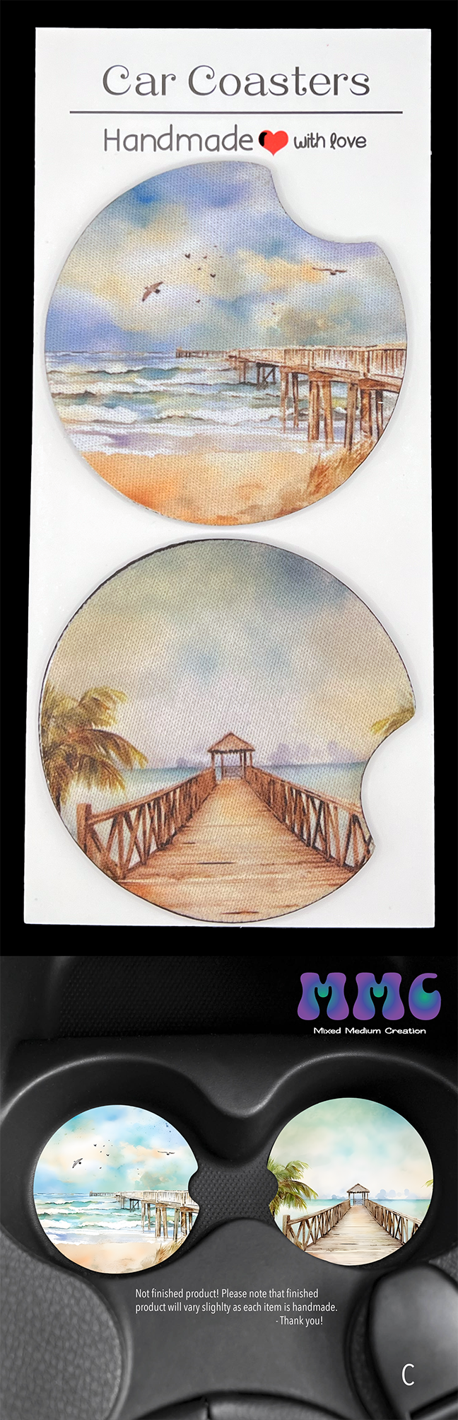 Beach Day Car Cup Coasters [Pair]