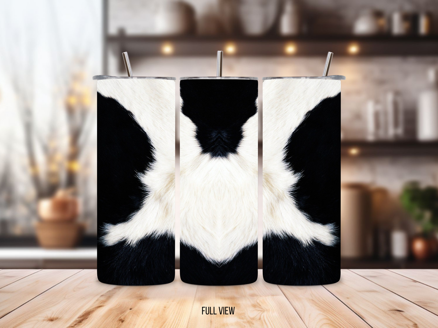 20oz stainless steel tumbler with a trendy black-and-white cow print, sized for Starbucks Venti drinks. Features double-wall insulation to keep beverages hot for up to 6 hours and cold for up to 12 hours. Comes with a spill-resistant lid and straw, perfect for eco-friendly, reusable travel. Actual product color may vary from the images shown.