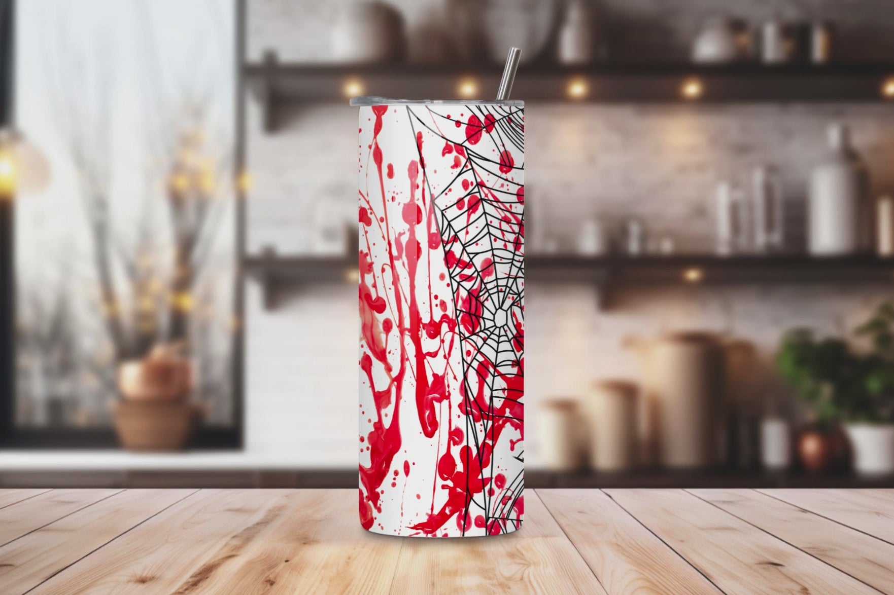 20oz stainless steel tumbler featuring a bold ‘Spooky Bitch Season’ design with blood splatters, spider webs, and Halloween-themed accents. Perfectly sized for Starbucks Venti drinks, it offers double-wall insulation to keep beverages hot for up to 6 hours and cold for up to 12 hours. Comes with a spill-resistant lid and straw. Eco-friendly and reusable. Actual product color may vary from the images shown.