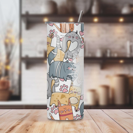 20oz stainless steel tumbler with a cute ‘Cat Mom’ design, sized for Starbucks Venti drinks. Features playful cat illustrations and double-wall insulation to keep beverages hot for up to 6 hours and cold for up to 12 hours. Comes with a spill-resistant lid and straw. Eco-friendly and reusable. Actual product color may vary from the images shown.