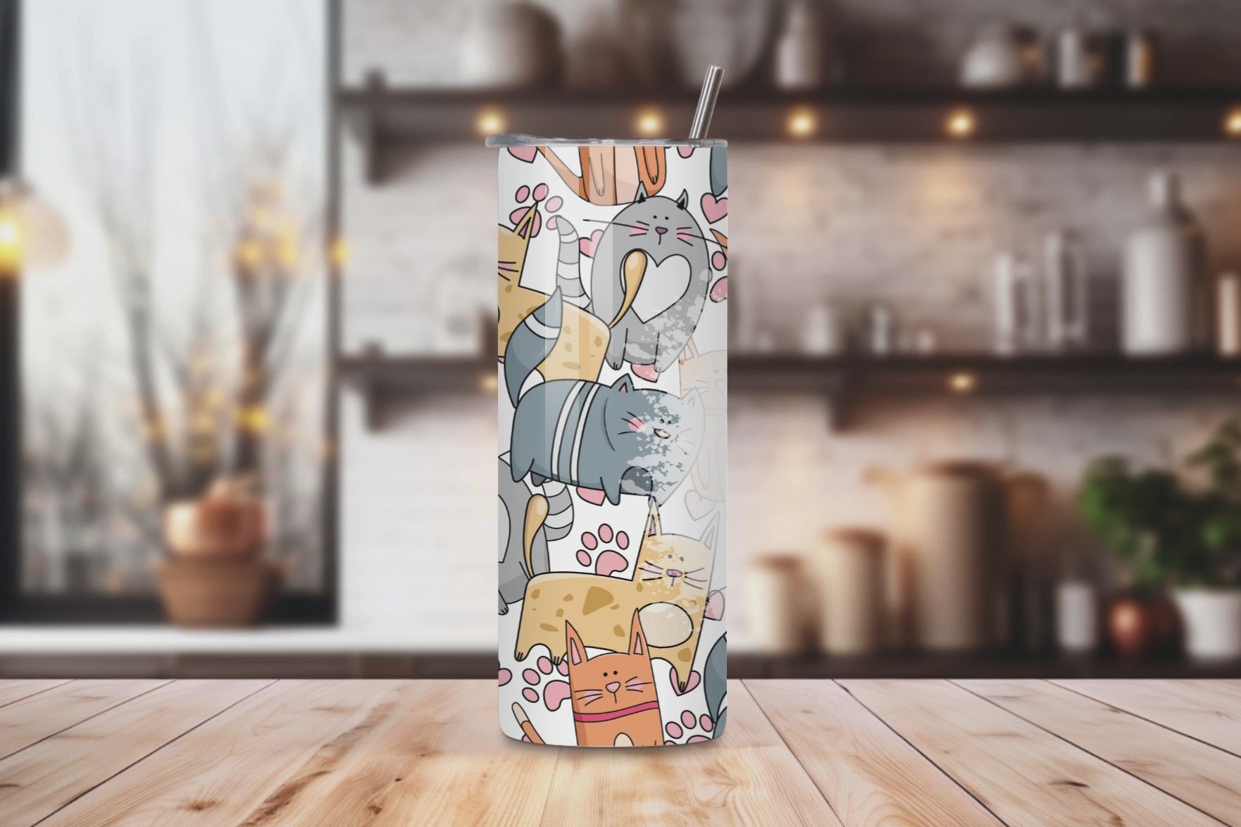 20oz stainless steel tumbler with a cute ‘Cat Mom’ design, sized for Starbucks Venti drinks. Features playful cat illustrations and double-wall insulation to keep beverages hot for up to 6 hours and cold for up to 12 hours. Comes with a spill-resistant lid and straw. Eco-friendly and reusable. Actual product color may vary from the images shown.